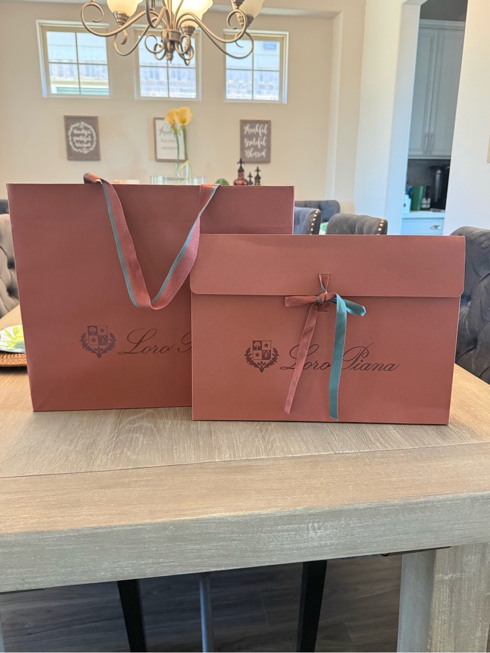 Extra large: Loro Piana paper bag and paper envelope